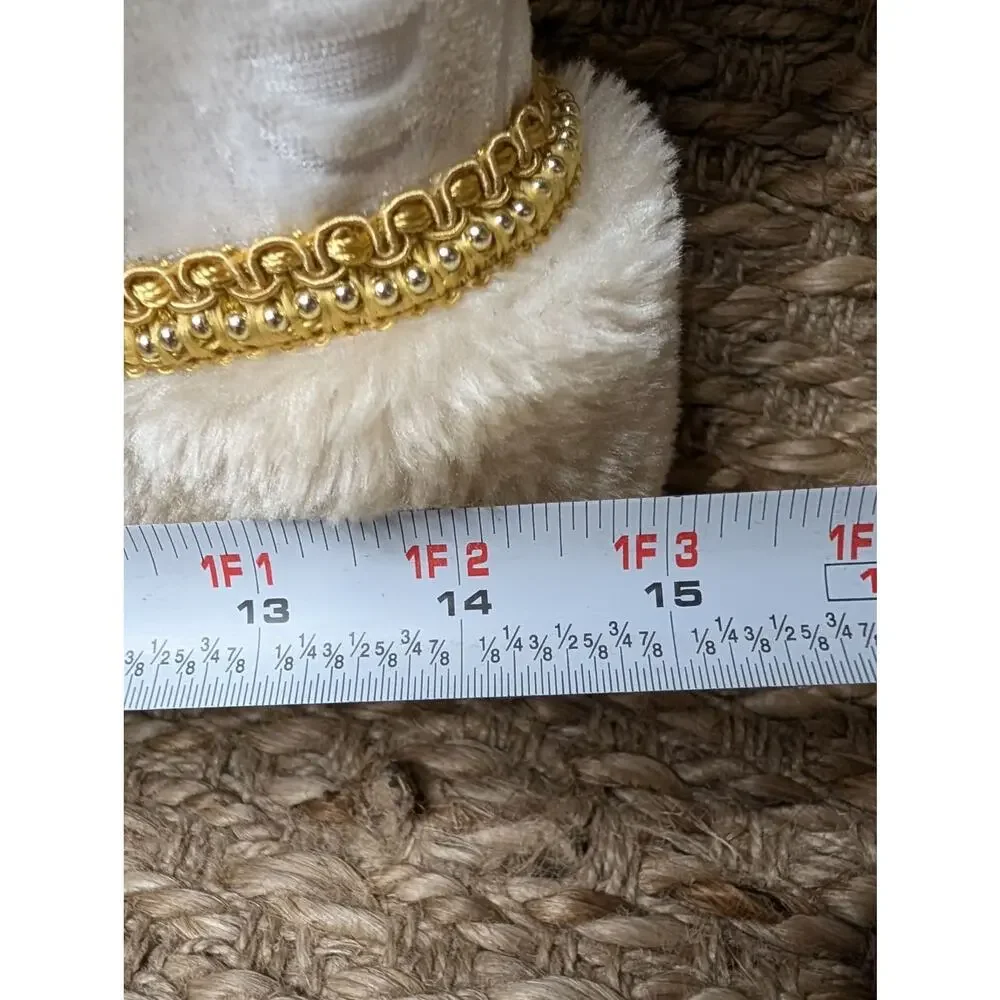 Large Winter White Gold Trim Santa Claus Faux Fur Christmas Holiday Decor 20